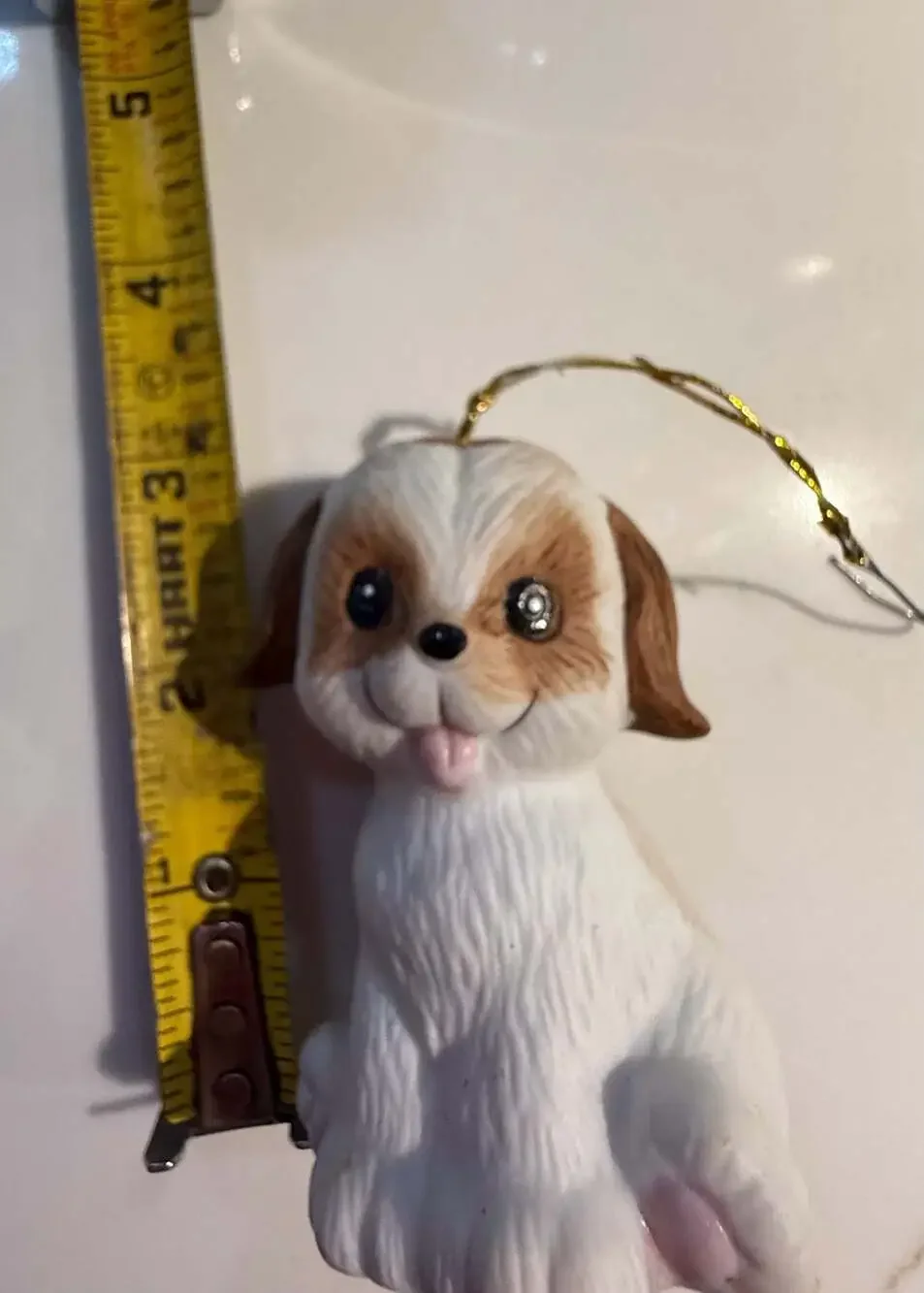 Vintage Jasco L'il Chimers Bisque Porcelain Puppy Dog Bell Christmas Ornament